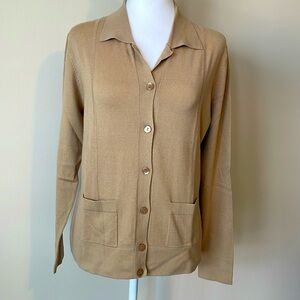 Talbots Tan Button-Up Cardigan